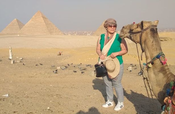 9 Hrs tour to Pyramids of Giza Dahshur Sakkara and Memphis incl Camel with Lunch