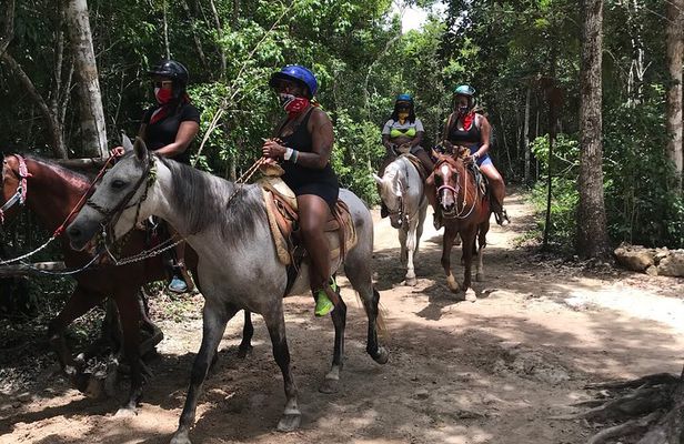 Horseback riding with ATV, zip lines and cenote, lunch and transfer