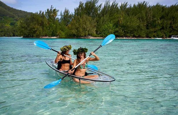 Eco guided excursion to the lagoon of Moorea in transparent kayak 1/2 day morning