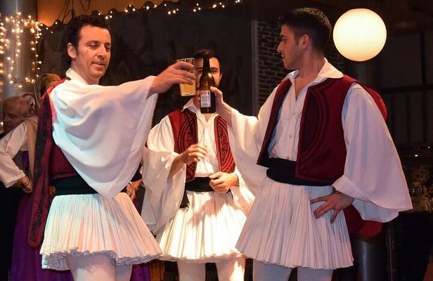 Athens by night. Small walking and musical show.