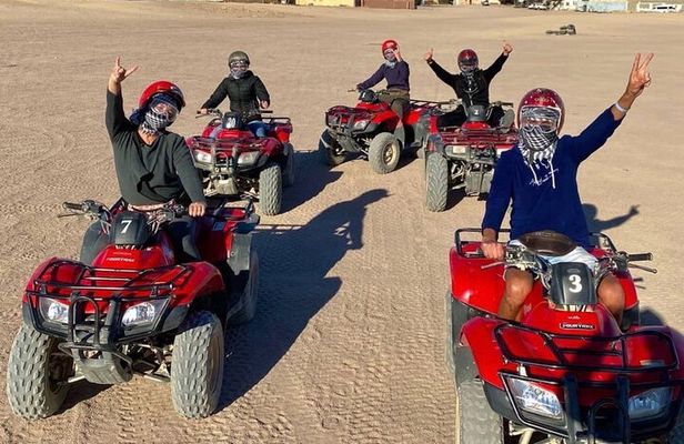 Desert Quad Bike Safari To Bedouin Village with Camel Ride&Dinner From Hurghada