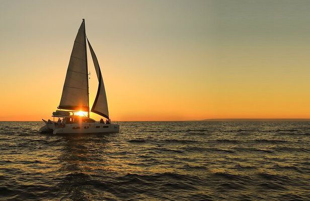 Sailboat on the Mayan Riviera at sunset