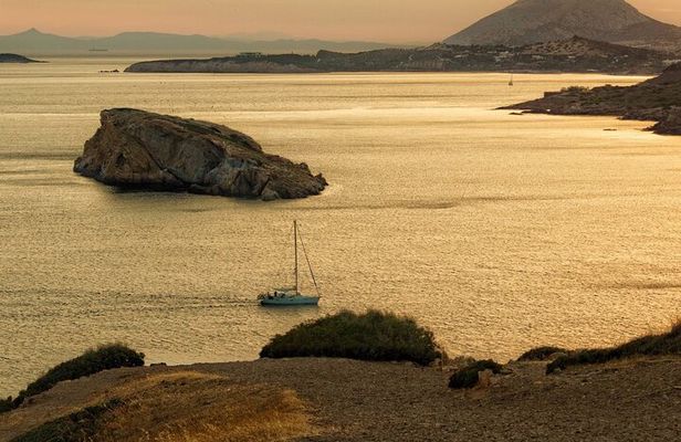 Sunset & swimming at Cape Sounio, Poseidon temple