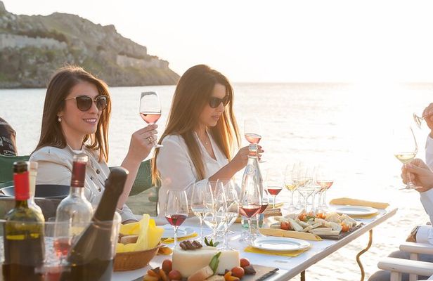 Lemnos wine and cheese pairing at sunset - private wine tasting