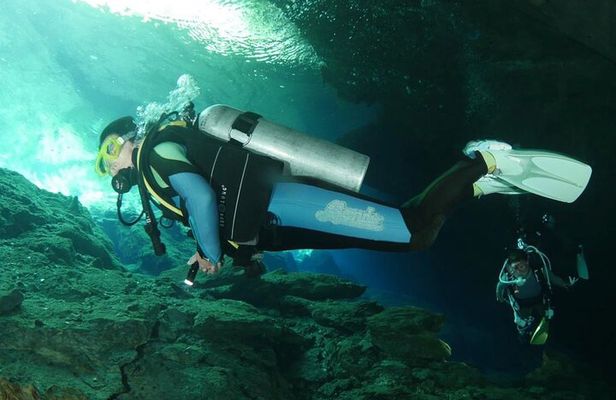 Tulum Area Experiences 2 Tank Guided Scuba Dives at Dos Ojos Cenote's + Lunch
