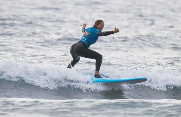 Group Surf Class in Playa de Las Américas with Photographs