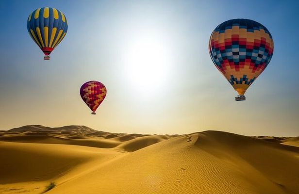 Amazing Dubai Beautiful Desert By Hot Air Balloon ( Falcon Show ) and Camel Ride