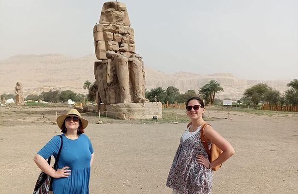 west Luxor Hatsheput temple valley of the king Memnon statue from luxor hotel