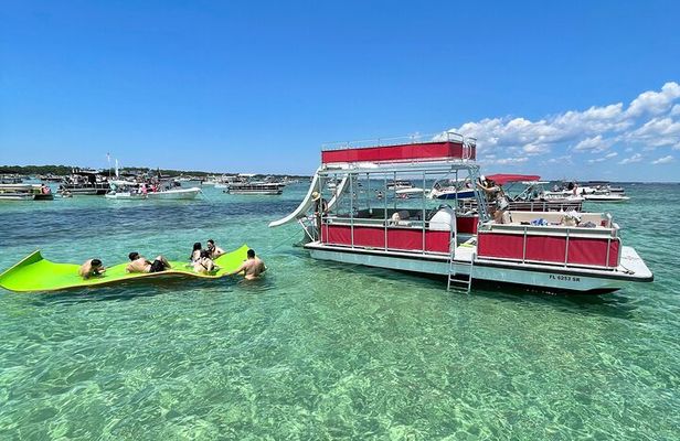 Private Crab Island Double Slides Pontoon Charter