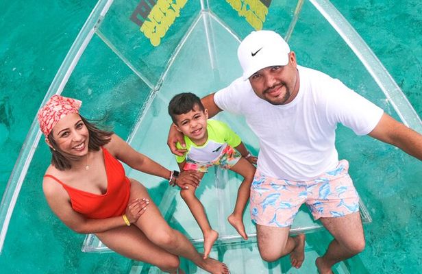 Excursion to Reefs in a transparent boat from Cancun