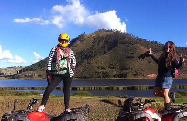 ATV (Cuatrimotos) Huaypo lake, salt mines and zipline half day tour