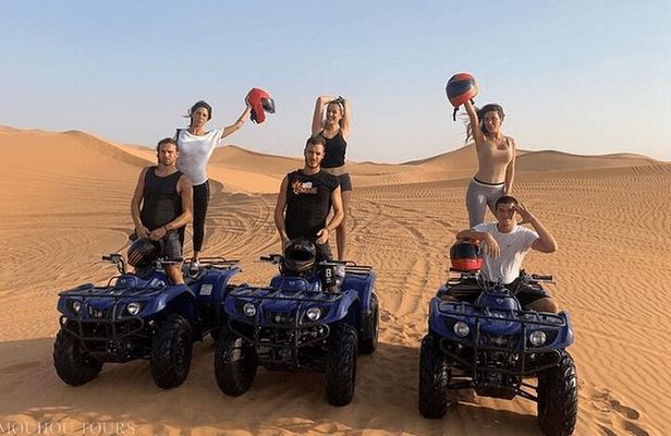 Enjoy Quad the bugy Merzouga Desert Erg Chebbi dunes sandbording sunset sunrise