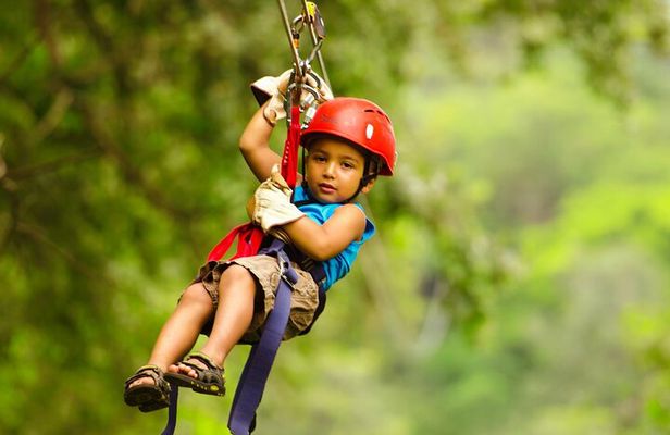 Combo adventure zipline, water slide, hanging bridges one day tour