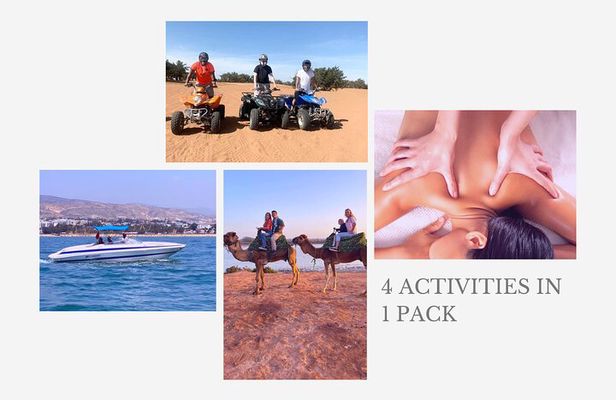 4 Activities in 1 pack :Camelriding/Boat trip/Quad/Massage-Hammam