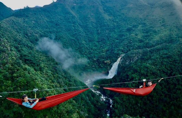 Aerial Hammocks, Zip and Waterfall Trek on Medellin Private Tour