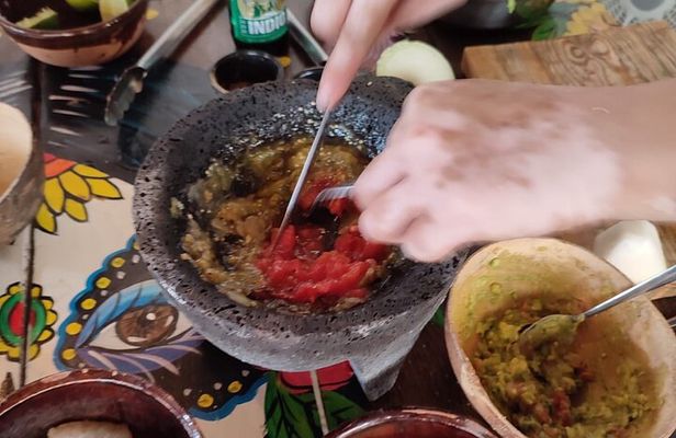 Tasting of flavors Mexican Food and margaritas tasting