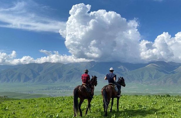 Horseback riding on the mountains of Chon Kemin National Park