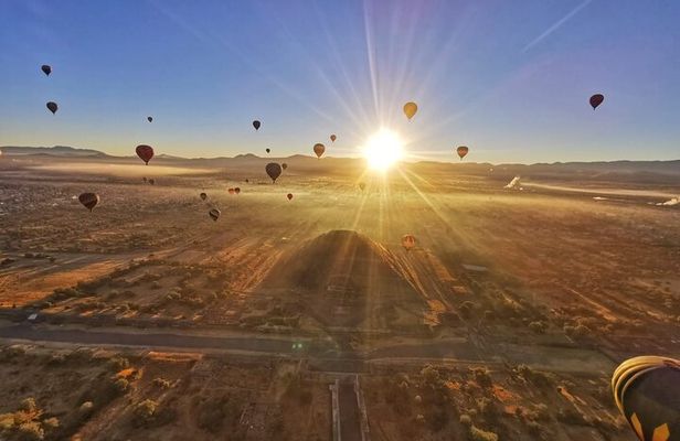 Sunrise HotAir Balloon Adventure Over Teotihuacan's Pyramids