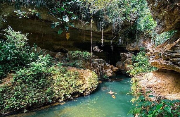 River Caving at Arenales Charco Azul, Indian Cave and waterfall