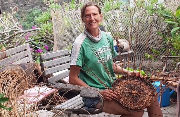 Basket weaving from palm brooms in La Gomera