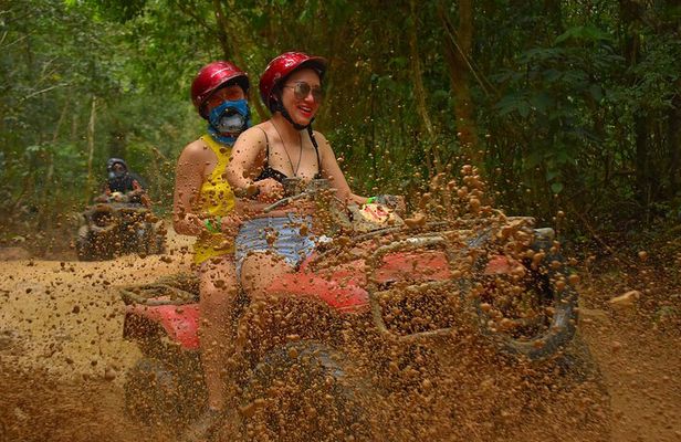 Live this extreme adventure tour. Jungle zip line with ATV and cenote swim.