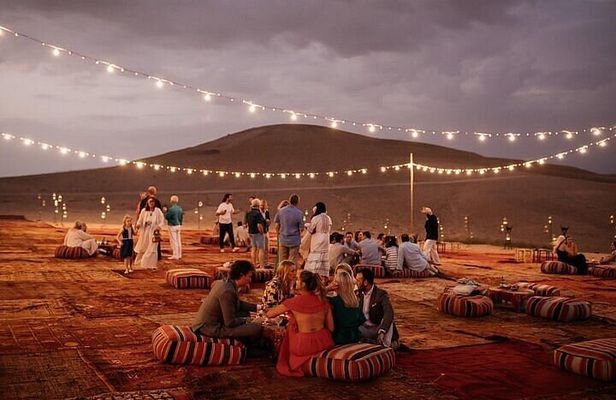 Agafay Desert sunset: Camel and quad bike+Dinner with fire show