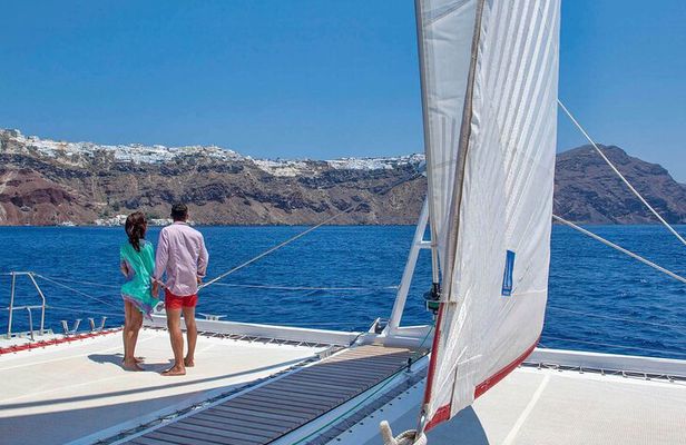 Santorini Cruise on Catamaran with BBQ & Open Bar