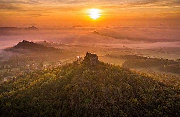 Czech countryside scenical hike to the castle, local deli tasting