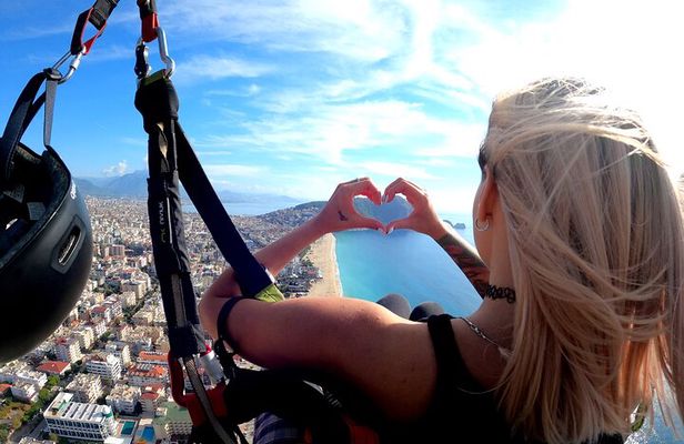 From Antalya Alanya Tandem Paragliding With Beach Visit 