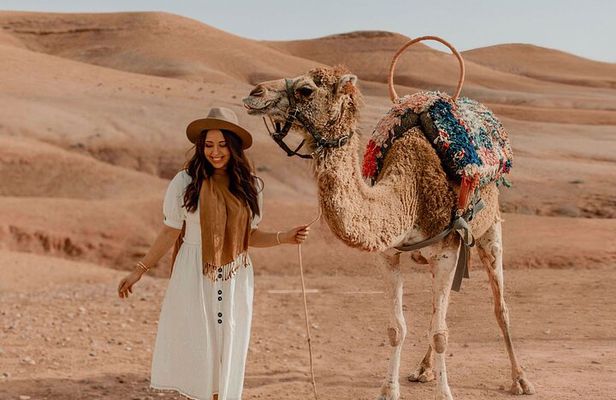 Agafay desert sunset camel ride Tour from Marrakech