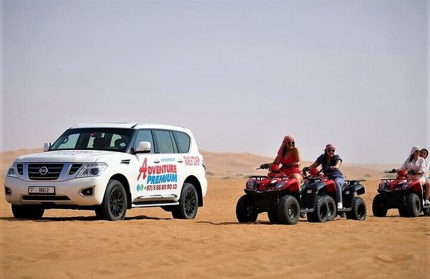 Dubai Desert Safari with Quad Bike, Dune Bashing, Camel Ride, Sand Boarding &BBQ