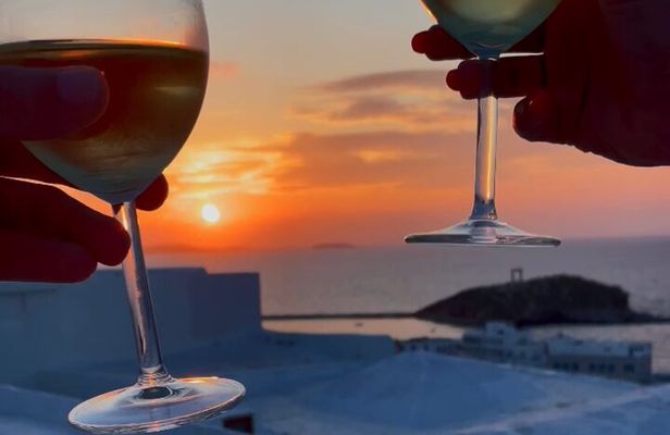 15th C. Palace Rooftop Sunset wth Wine and Plateau-Naxos Old Town