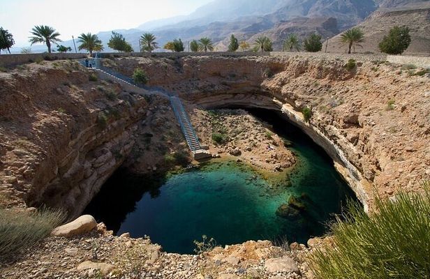 Private Full- Day Wadi Shab-Bimmah Sinkhole-Fins Beach Tour