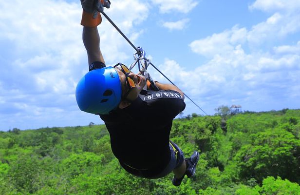 Zipline adventure with bungee swing, sacred cenote and snack