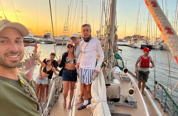 Sunset in the bay of Santa Marta in a sailboat