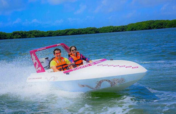 Mayan Jungle Tour Speed Boat Snorkel and Snack