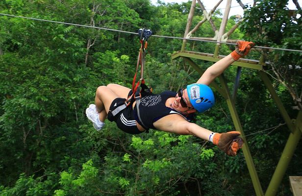 Jungle Adventure from Cancun: ziplines, cenote, snacks and fun!