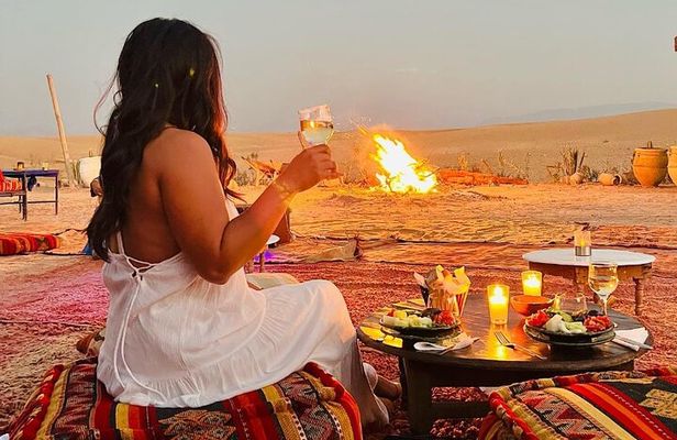 Magical dinner and sunset in Agafay desert