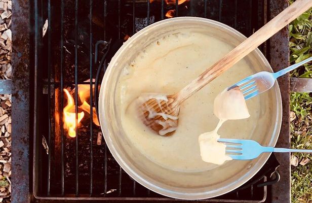 Llama hike with homemade, traditional cheese fondue
