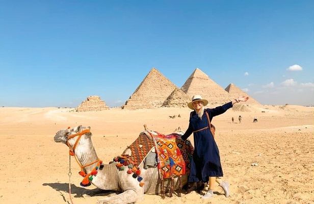 Pyramids and Egyptian Musuem from Alexandria port