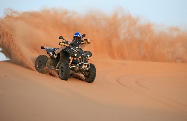 60 Min Quad Biking Tour In Dubai With Camel Ride & Sand Boarding 