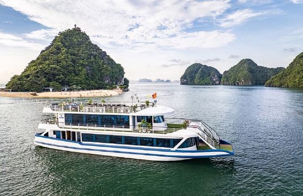 1-Day Halong Luxury Cruise,Buffet Meal,Sunset Party,Cave & Island