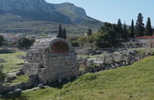 Private Biblical Apostle Paul steps in Ancient Corinth. 