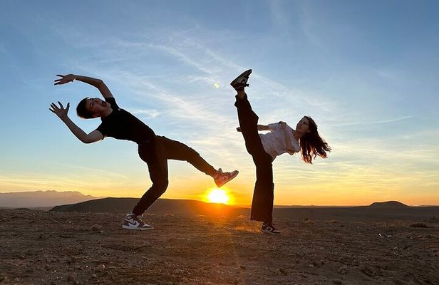 Magical dinner, sunset, music and fire show in Agafay desert
