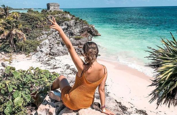 4x1 Full-Day Tour: Tulum, Cobá, Cenote and PDC, from Cancún