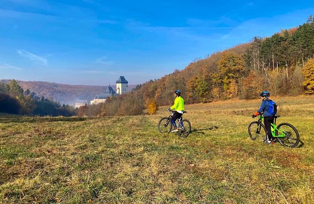 From Prague Mountain Biking Full Day Trip to The Karlstejn Castle