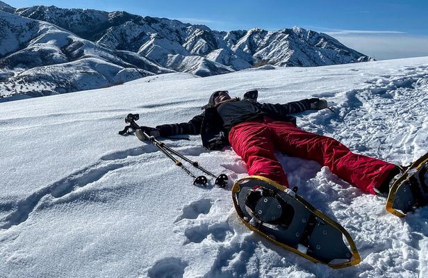 Backcountry snowshoeing in pristine Utah mountains
