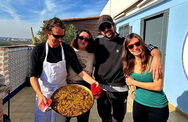 Traditional Valencian paella, cooked with orange wood.