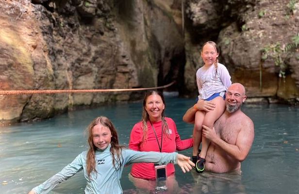 La Leona Waterfall, lazy river tubing, cliff jump & hot springs