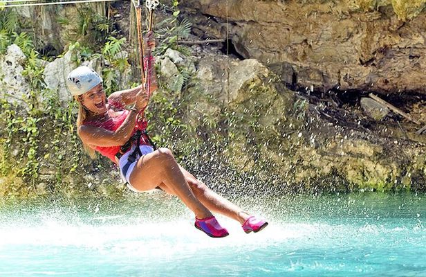 Canyoning and Zipline in Polylimnio Waterfalls